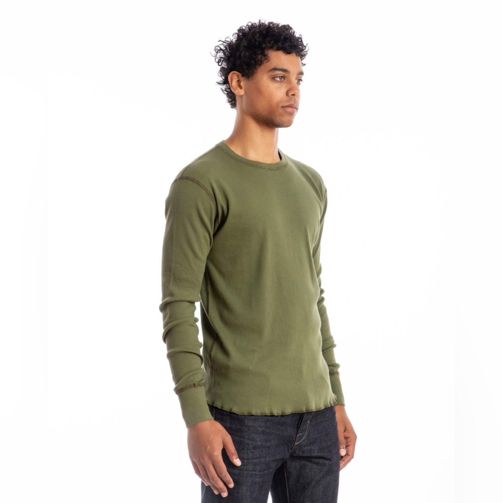 ar321 unisex rib knit top - 100% cotton long sleeve lightweight army green